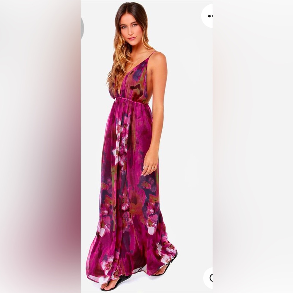 LULUS Exclusive Titania's Woods Backless Purple Print Maxi Dress